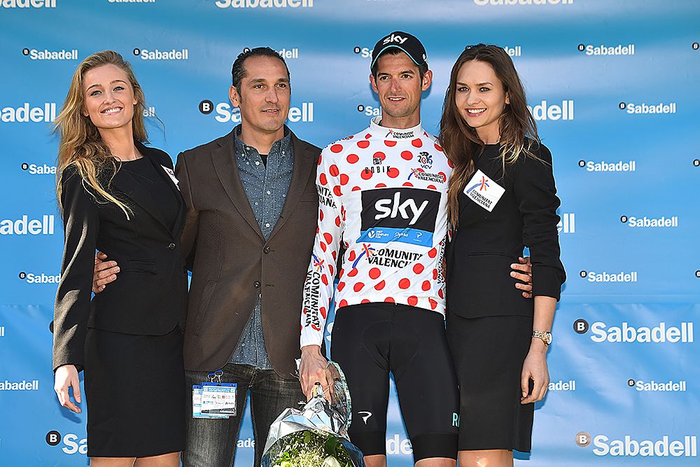 Wout Poels (Team Sky) in the mountain jersey at Valenciana