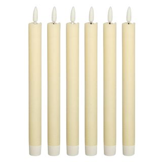 Genswin Flameless Ivory Taper Candles Flickering With 10-Key Remote, Battery Operated Led Warm 3d Wick Light Window Candles Real Wax Pack of 6, Christmas Home Wedding Decor(0.78 X 9.64 Inch)