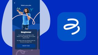 The Body Coach app logo and screenshot of the beginner homepage