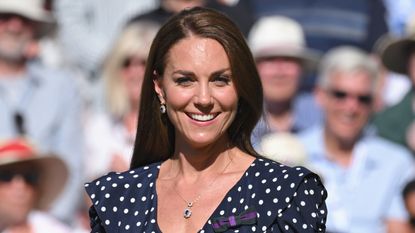 Catherine, Princess of Wales attends the Men's Singles Final at All England Lawn Tennis and Croquet Club on July 10, 2022