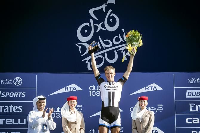 Marcel Kittel (Giant-Shimano) on top in stage 2 of the Dubai Tour