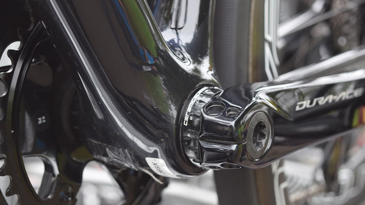 The new S-Works Venge uses a BB30 bottom bracket, which CeramicSpeed provides for the team
