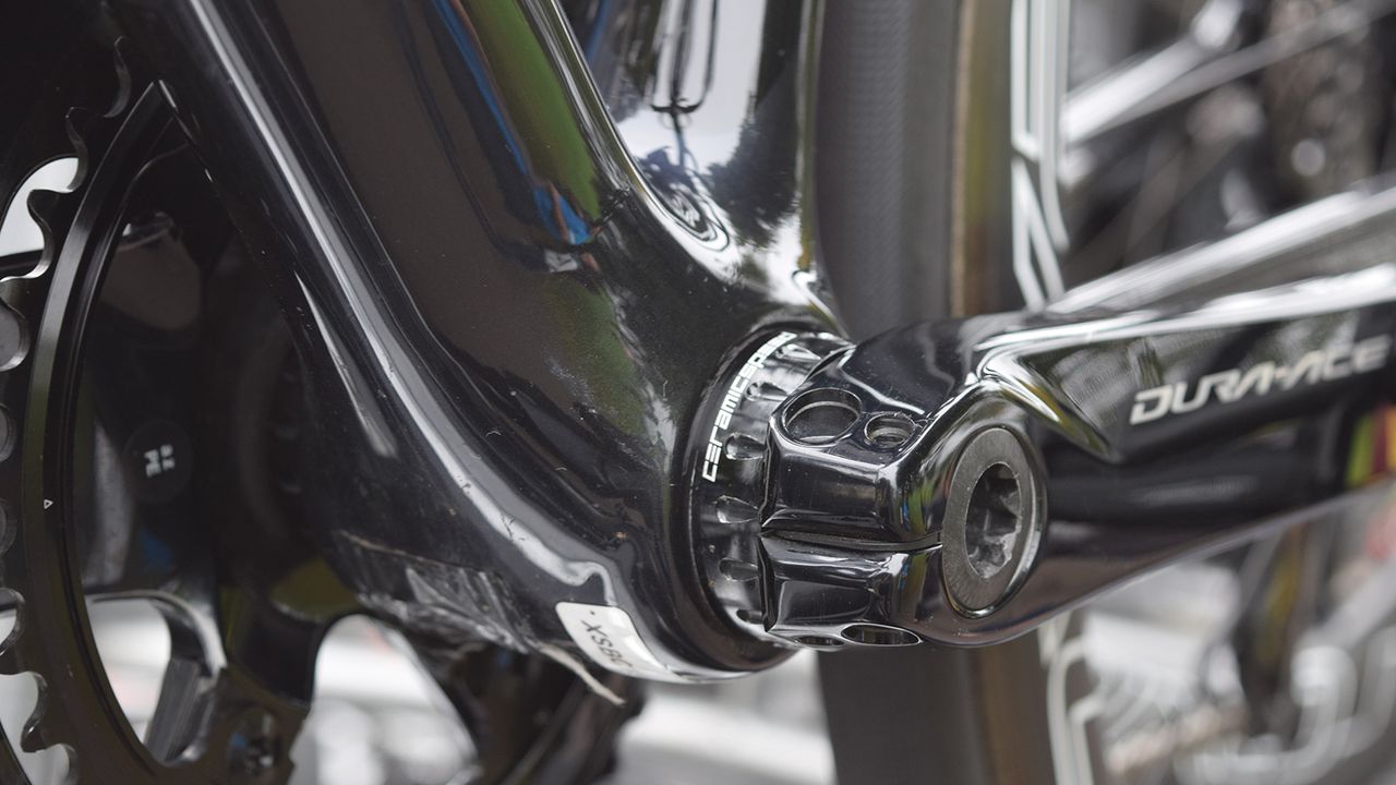The new S-Works Venge uses a BB30 bottom bracket, which CeramicSpeed provides for the team