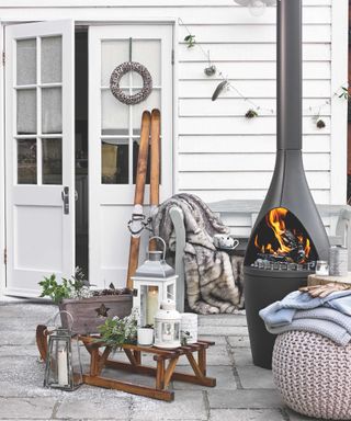 cosy patio with chiminea