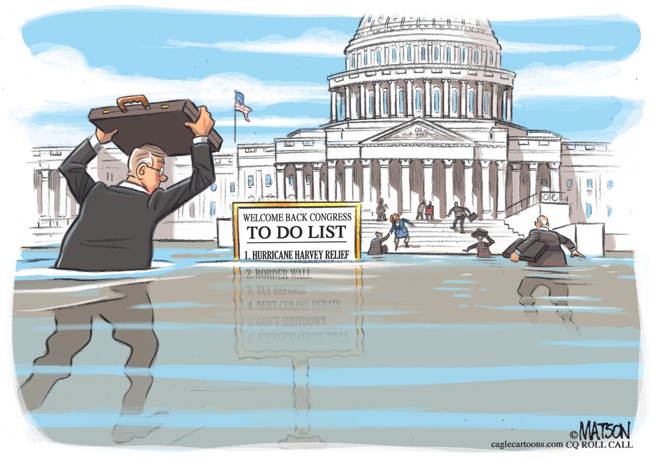 Political cartoon U.S. Congress returns to-do list