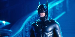 Batman (George Clooney) stands in his batsuit in 'Batman & Robin'