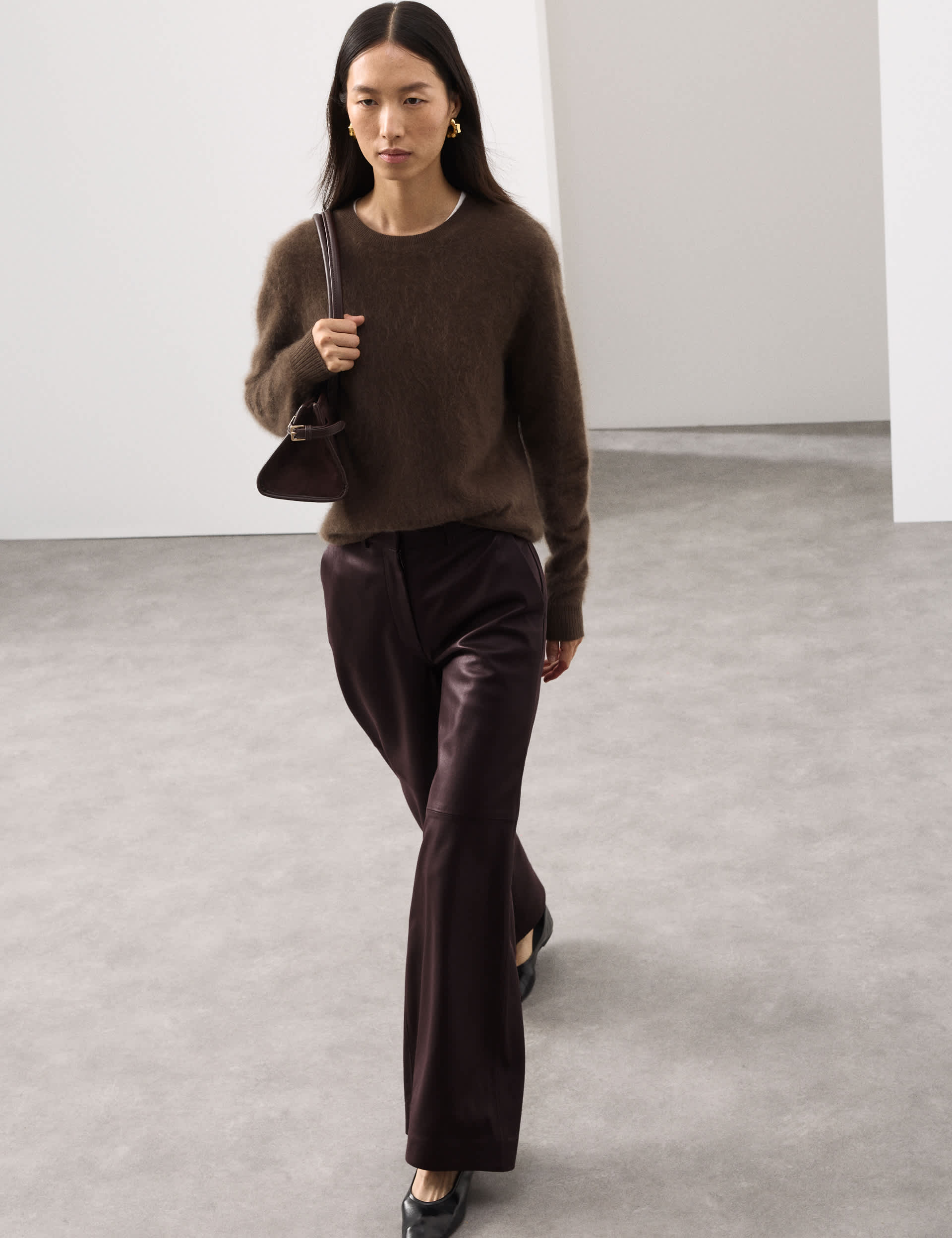 Leather Wide Leg Trousers