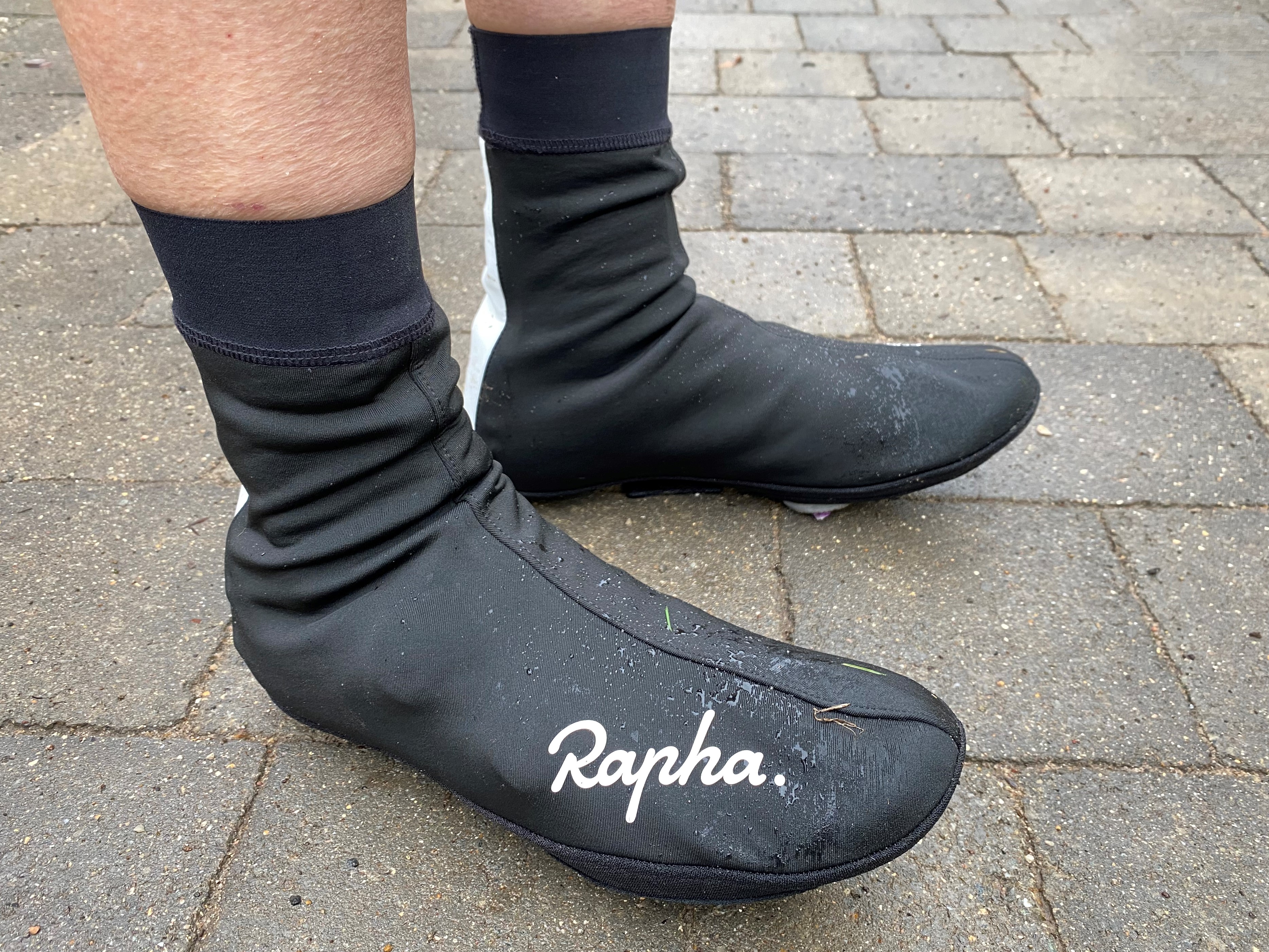 Rider wearing Rapha's Winter Overshoes.