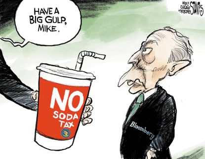 Political cartoon U.S. Mike Bloomberg New York soda tax