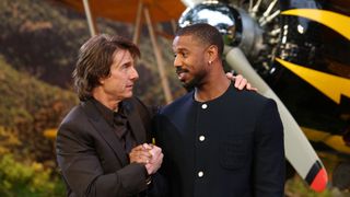 Tom Cruise and Michael B. Jordan clasp hands at the UK premiere of Mission: Impossible - The Final Reckoning