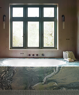 modern bathroom with marble bath