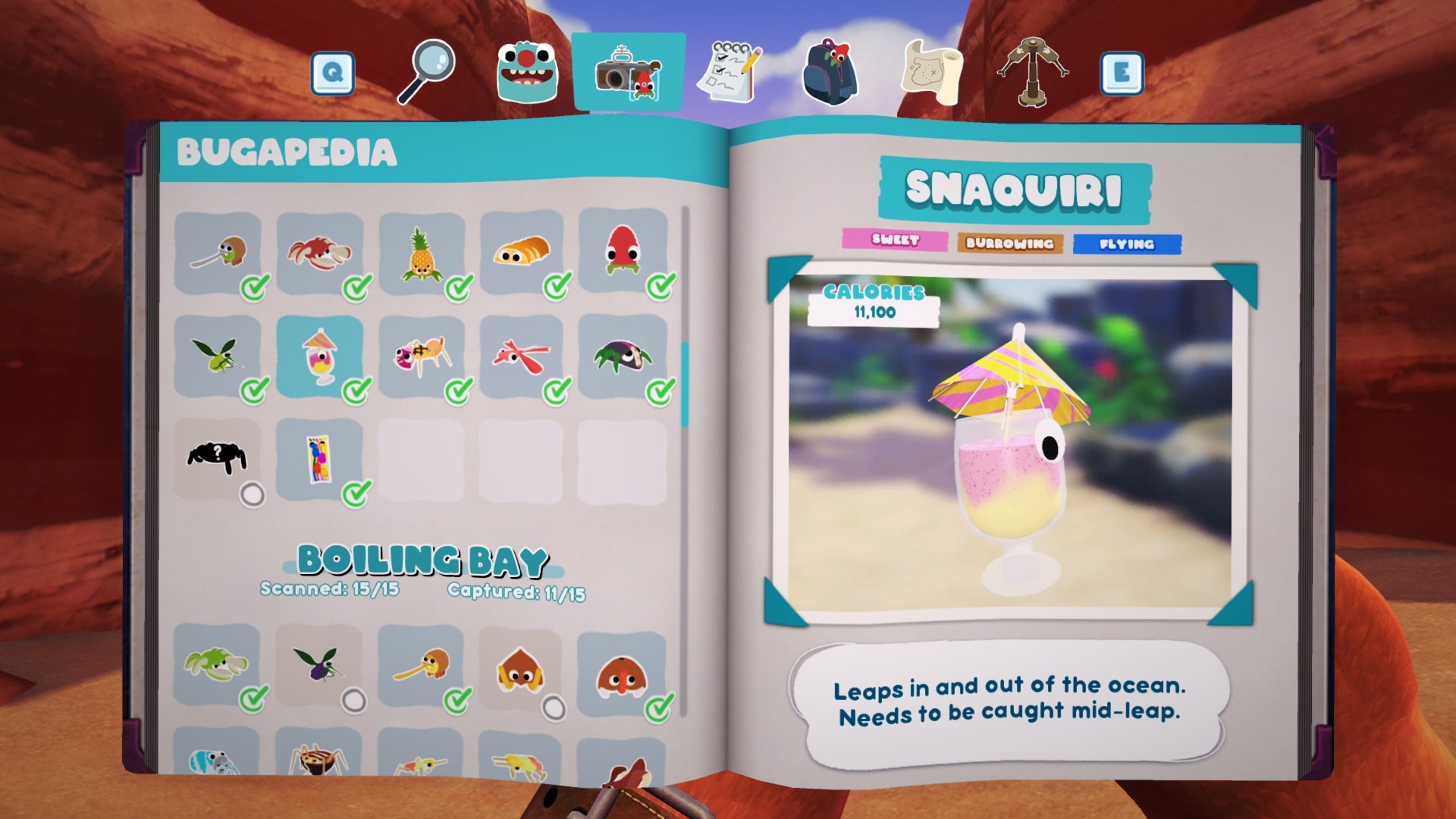 Bugsnax Bugapedia: Snakquiri