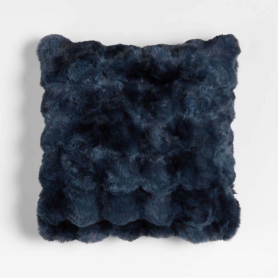 Faux fur navy throw pillow