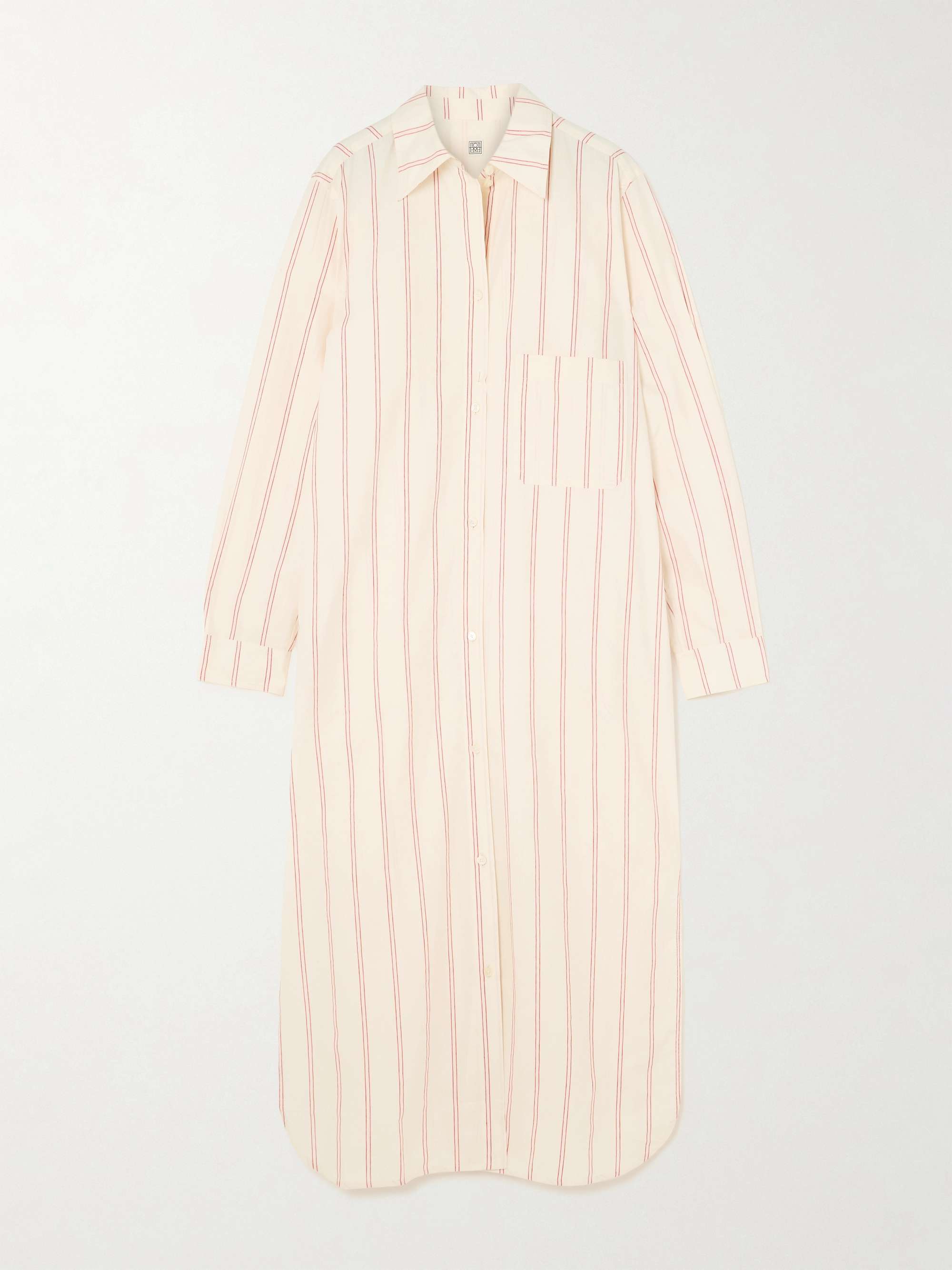 Striped Cotton and Silk-Blend Midi Shirt Dress