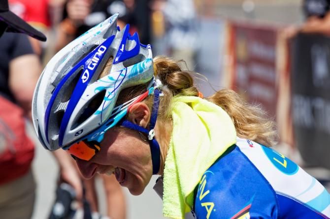 Catharine Pendrel (Luna Chix) is definitely having a good time at this year's Sea Otter.