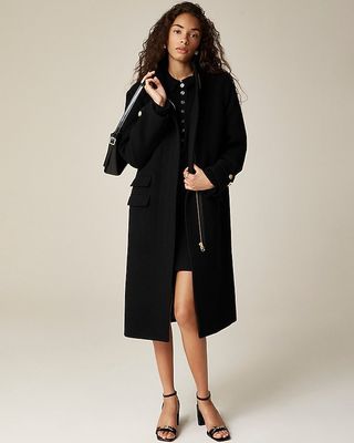 Long Toscana Coat in Italian Stadium-Cloth Wool Blend