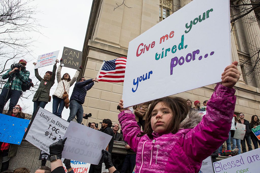 Protesters against Trump&amp;#039;s travel ban.