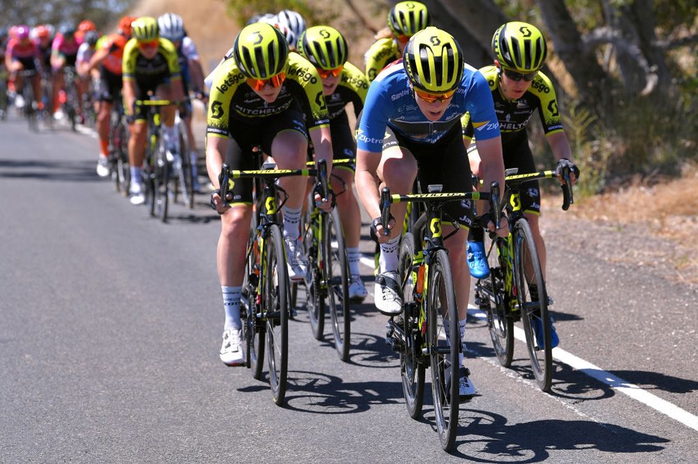 Mitchelton-Scott lead the chase of the break
