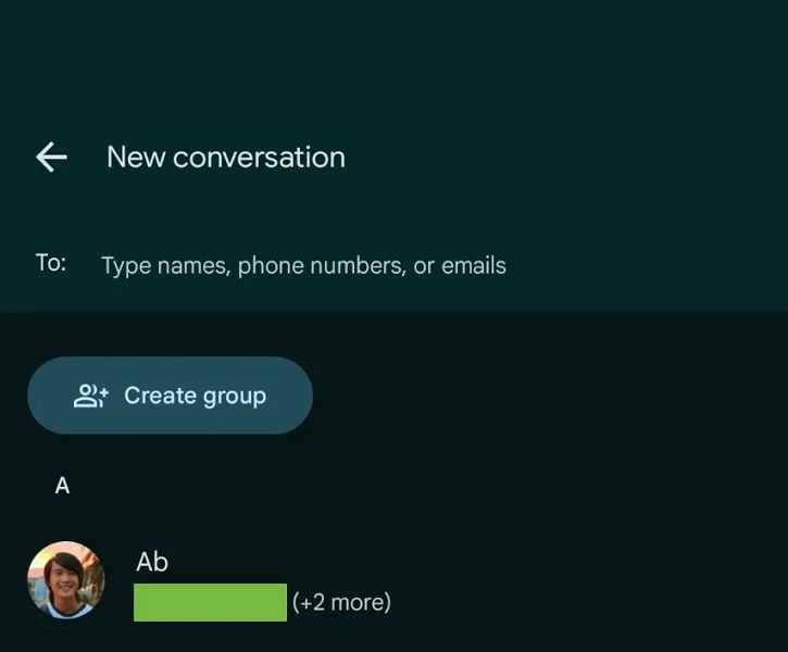 Google Messages has removed "top contacts" when creating a new chat.