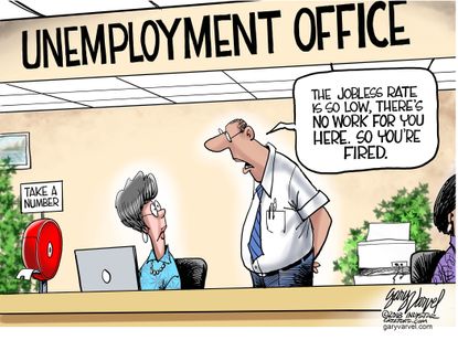 Political cartoon US unemployment jobless rate fired