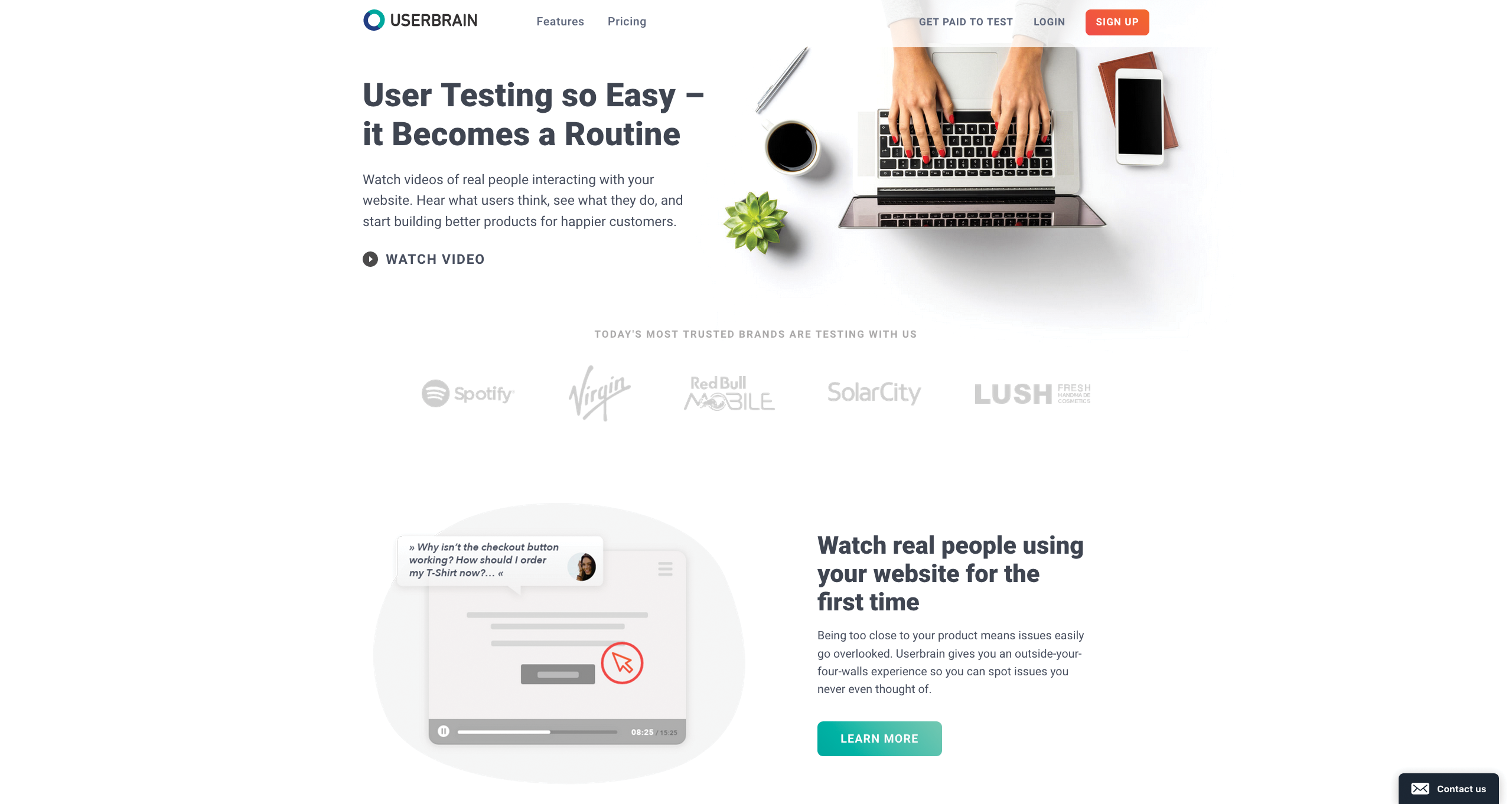 Userbrain landing page