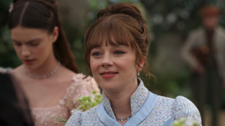 Claudia Jessie's Eloise at Benedict's wedding in Bridgerton Season 4