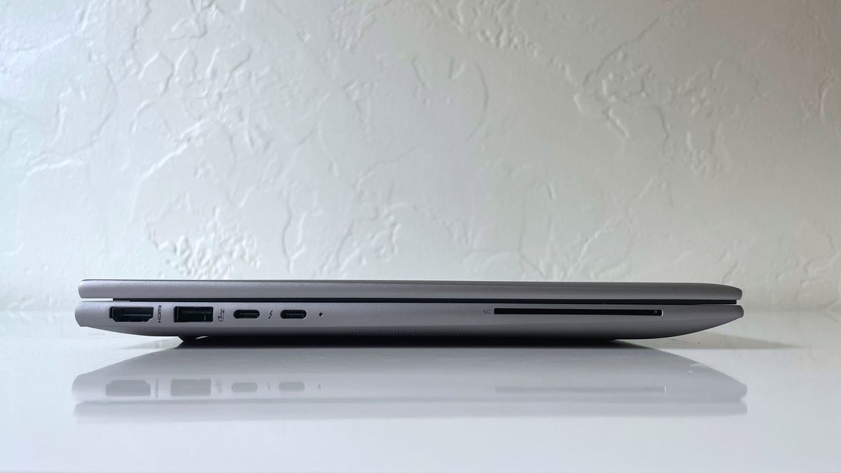 Close up of the ports on the left side of the HP ZBook Firefly 14 G11