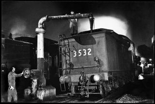 Black-and-white images from the days of steam locomotives