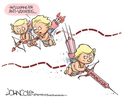 Editorial Cartoon U.S. anti-vaxxers Valentine's day immunizations