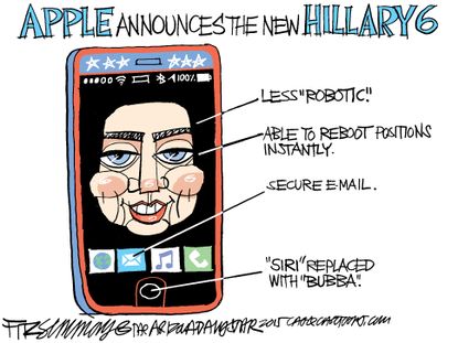 Political cartoon U.S. Hillary Clinton iPhone 6