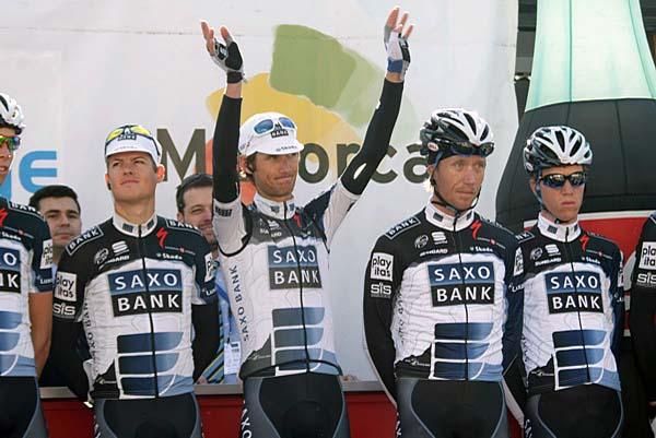 Frank Schleck with his Saxo Bank team.