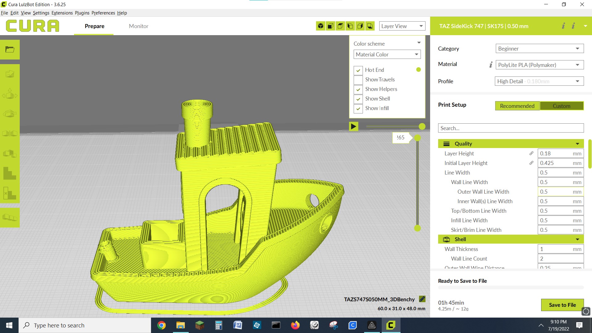 LulzBot TAZ SideKick 747