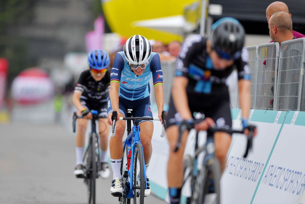 PRATO NEVOSO ITALY JULY 03 Elisabeth DeignanArmitstead of United Kingdom and Team Trek Segafredo at arrival during the 32nd Giro dItalia Internazionale Femminile 2021 Stage 2 a 1001km stage from Boves to Prato Nevoso Colle del Prel 1607m GiroDonne UCIWWT on July 03 2021 in Prato Nevoso Italy Photo by Luc ClaessenGetty Images
