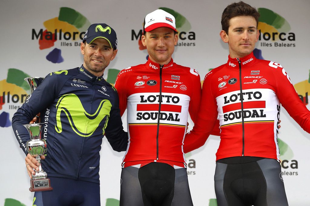 Alejandro Valverde (Movistar), Tim Wellens and Lotto Soudal teammate Tiesj Benoot