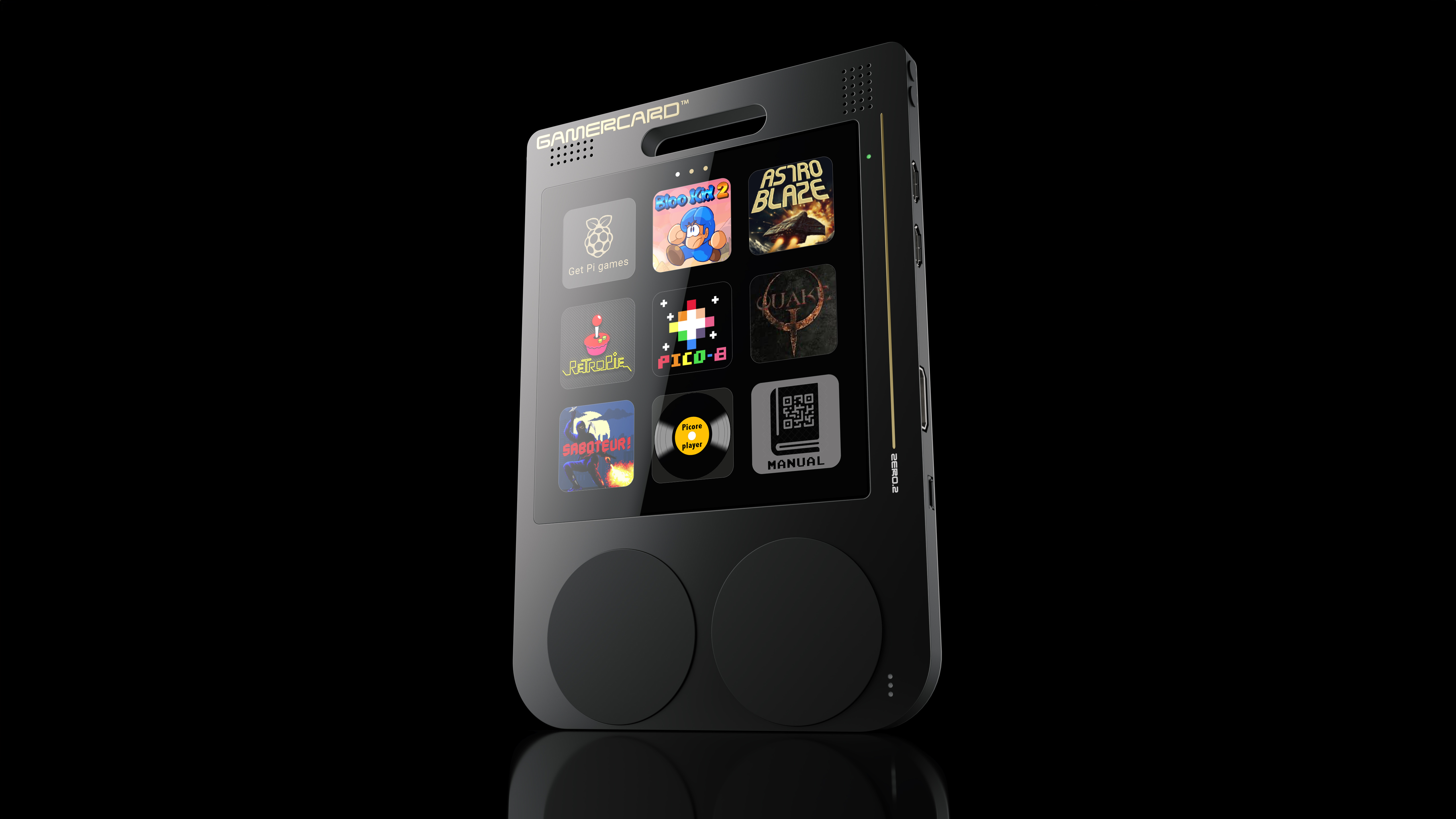 A small black gaming handheld