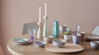 Denby showroom image with various pastel coloured home accesories