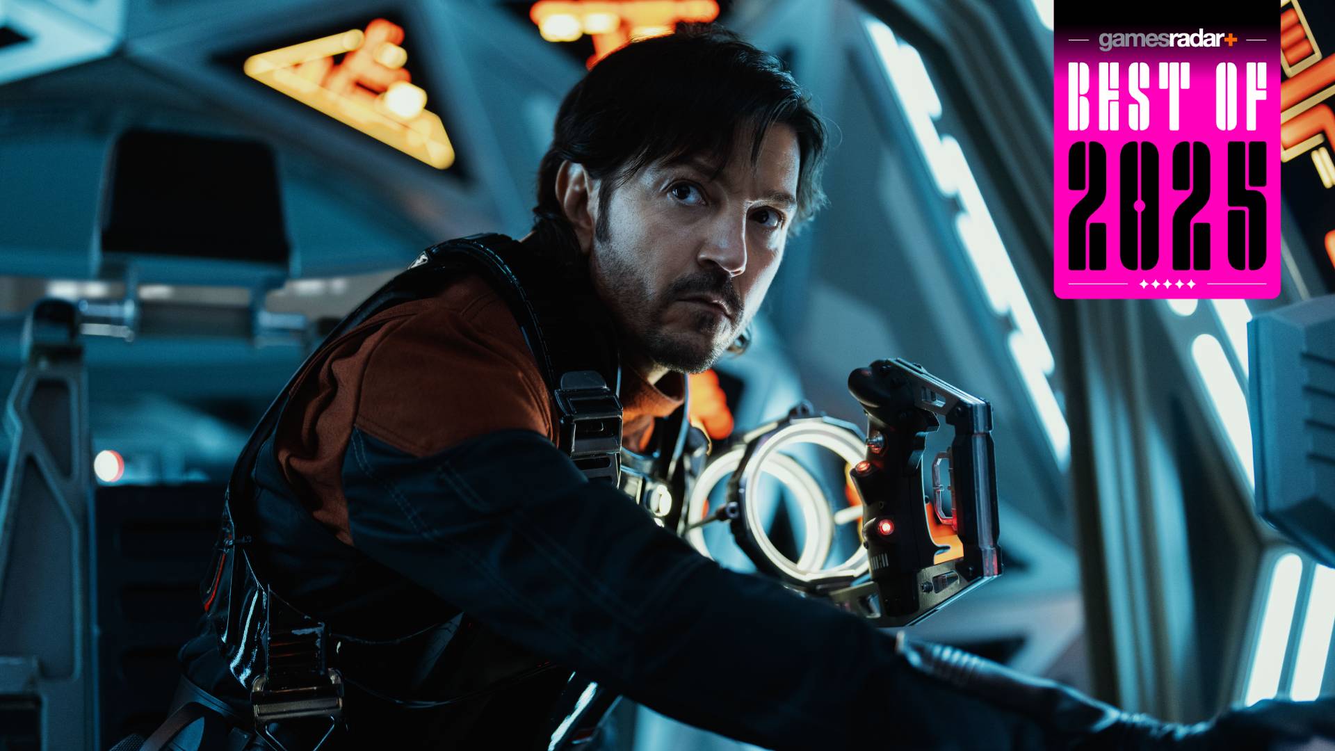 Diego Luna as Cassian Andor, wearing an Imperial pilot suit in Andor season 2, with a GamesRadar+ best of 2025 logo in the top right corner