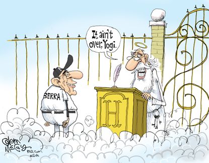 Editorial cartoon U.S. Yogi Berra sports