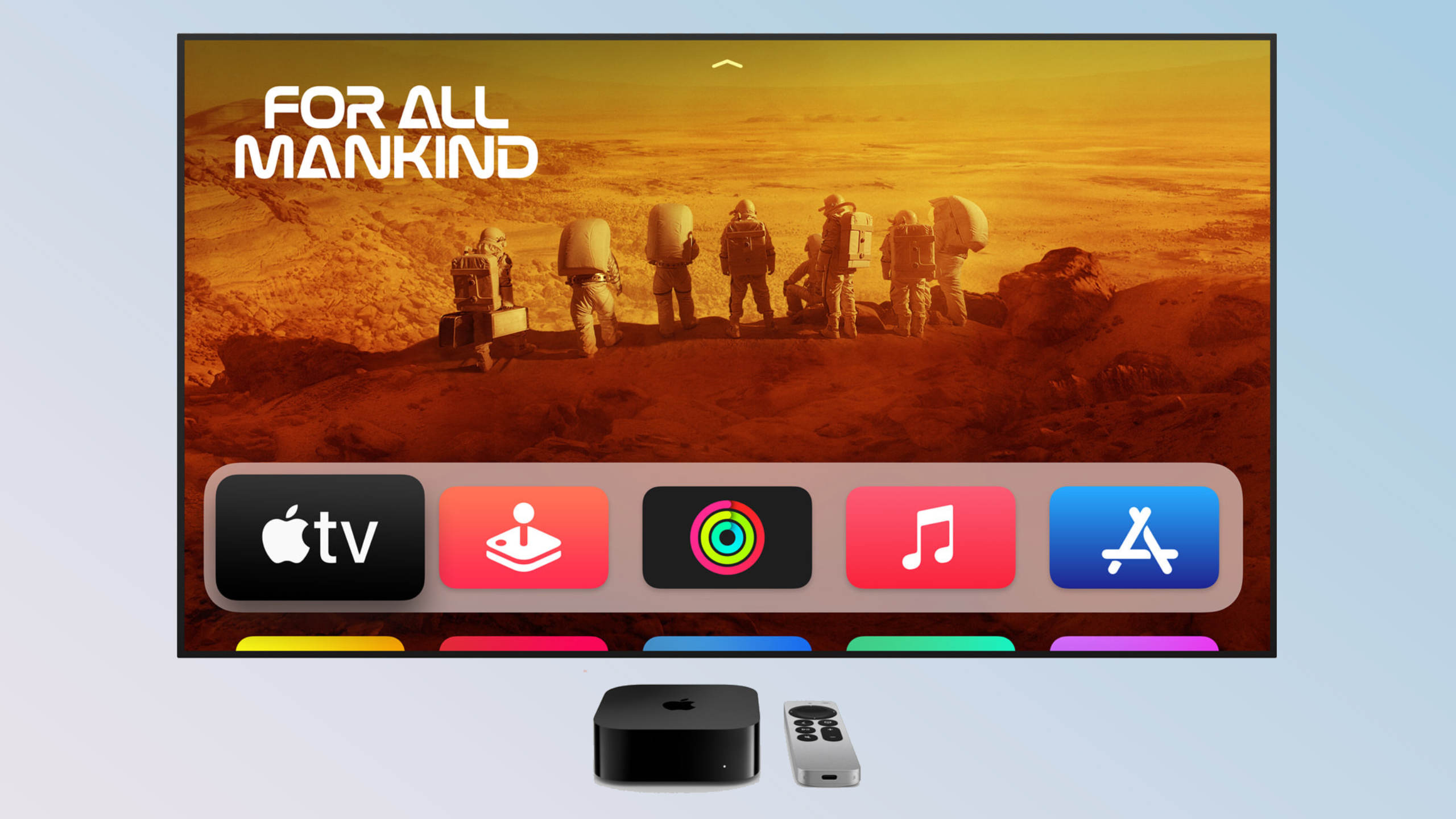 Apple TV 4K 2022 auf einem Fernseher angezeigt