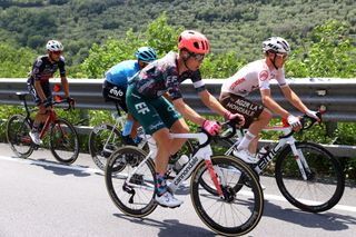 Breakaway press on during stage 13 of the 2022 Giro