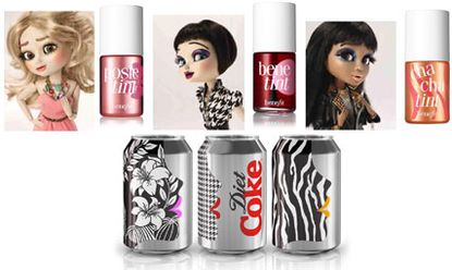 diet coke - cans - benefit cosmetics