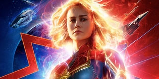 Brie Larson as Captain Marvel in full costume movie poster