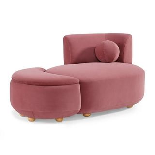 Better Homes & Gardens Juliet Modern Chaise Lounge and Ottoman with Storage, Velvet, Pink