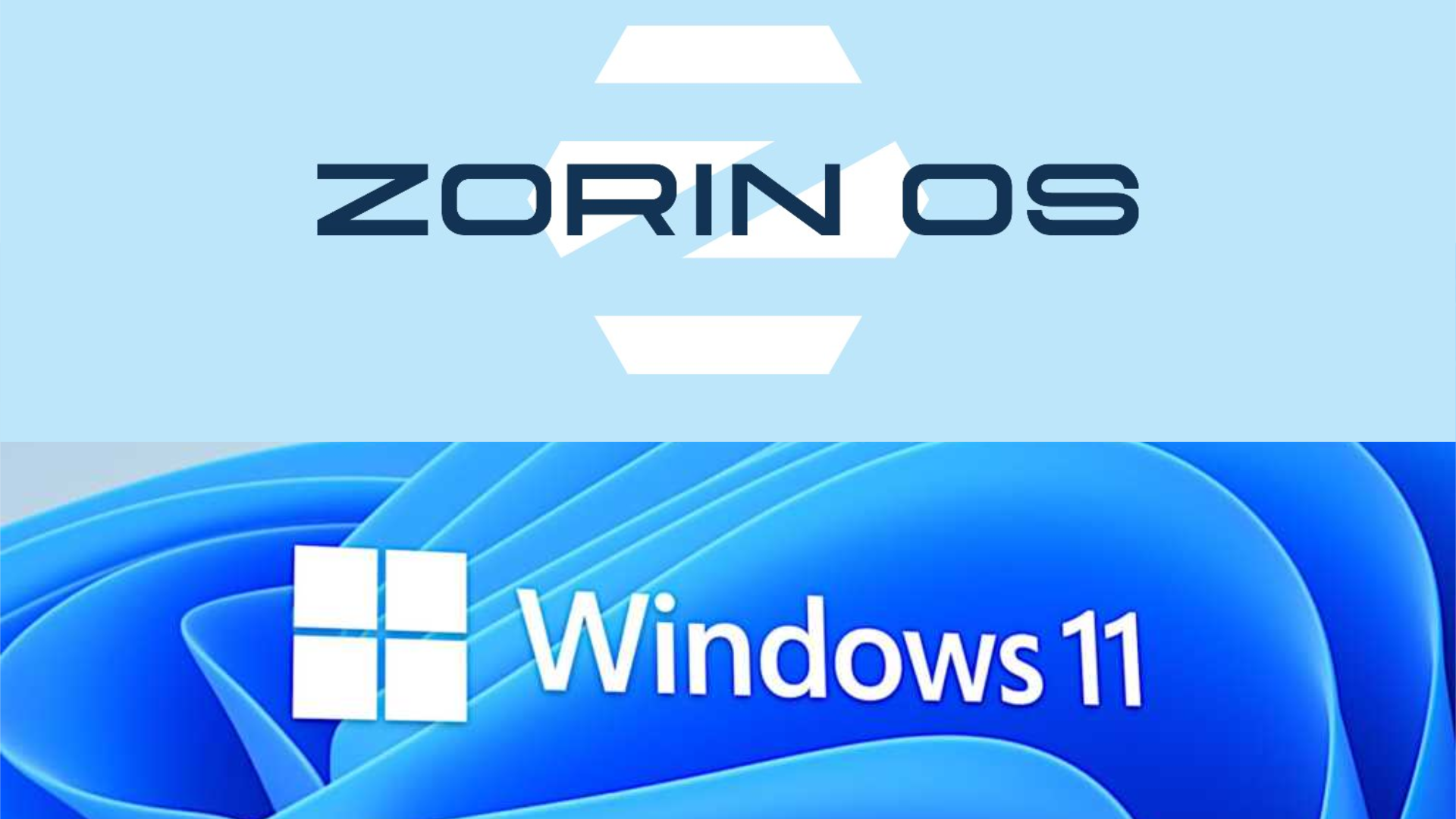 Zorin OS logo on top of the Windows 11 logo