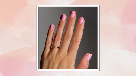 Hand with candy pink nails