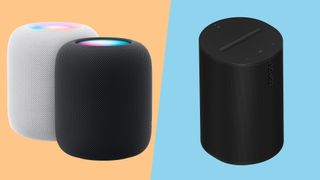 HomePod 2 on the left, Sonos Era 100 on the right