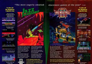 Epic shareware ads for Jazz Jackrabbit and One Must Fall