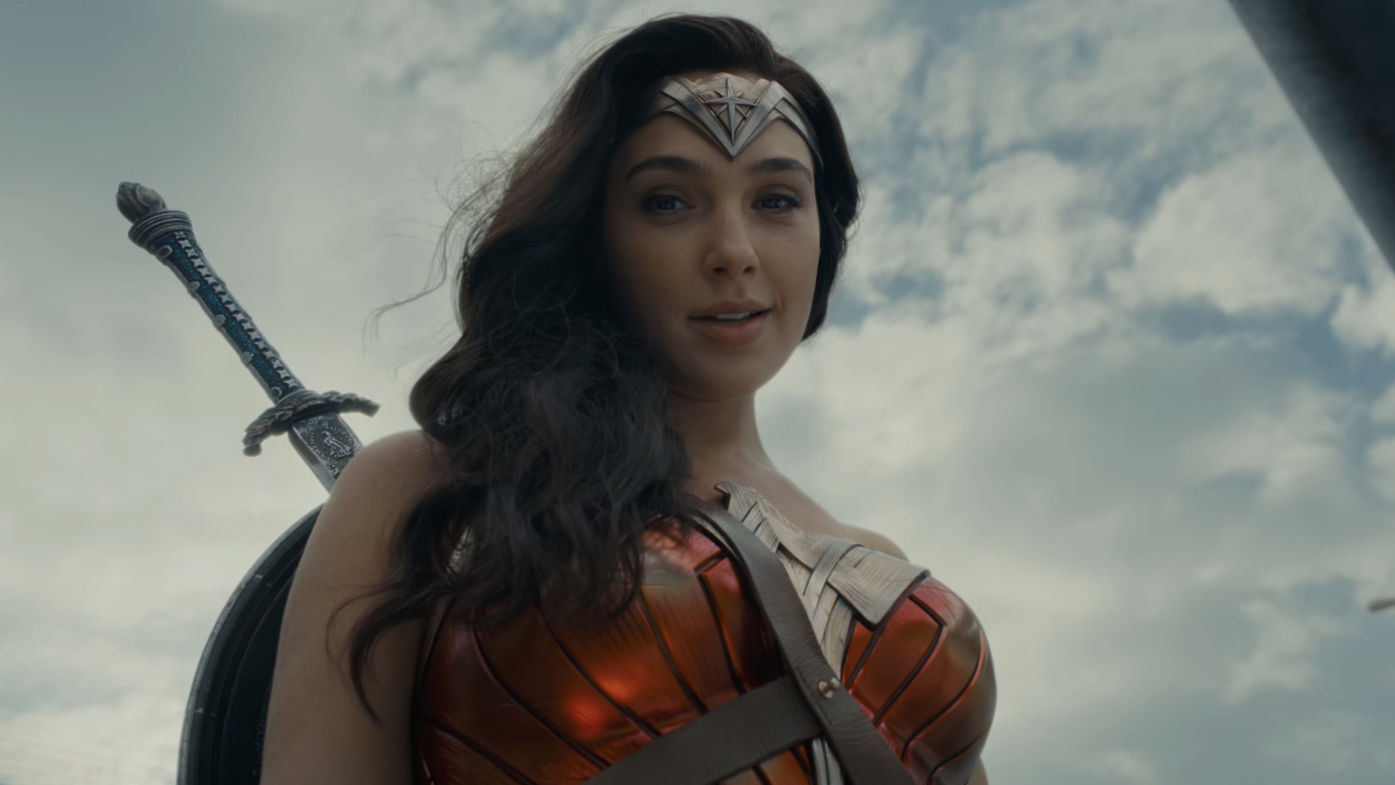 Gal Gadot smiling as Wonder Woman in The Flash.