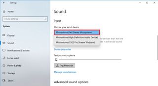 Choose default microphone on Windows 10