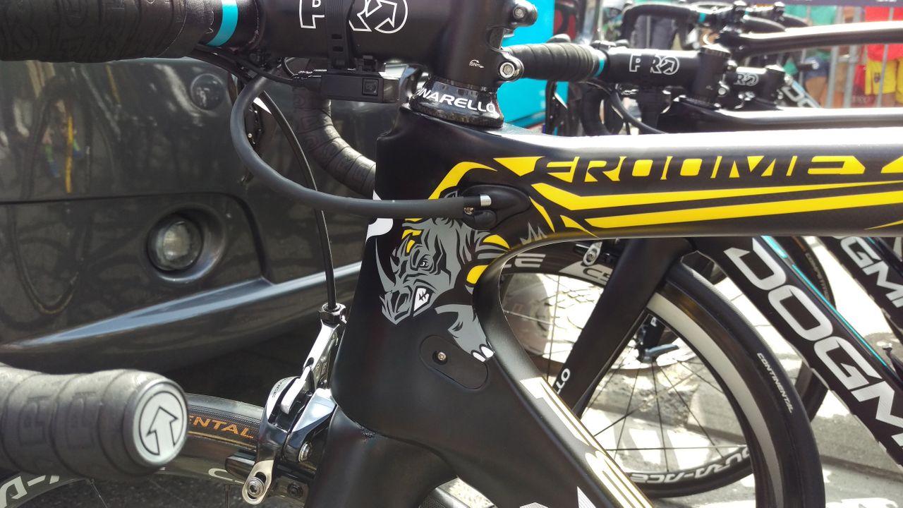 Hinting towards his upbringing, a rhino has been put on the head tube